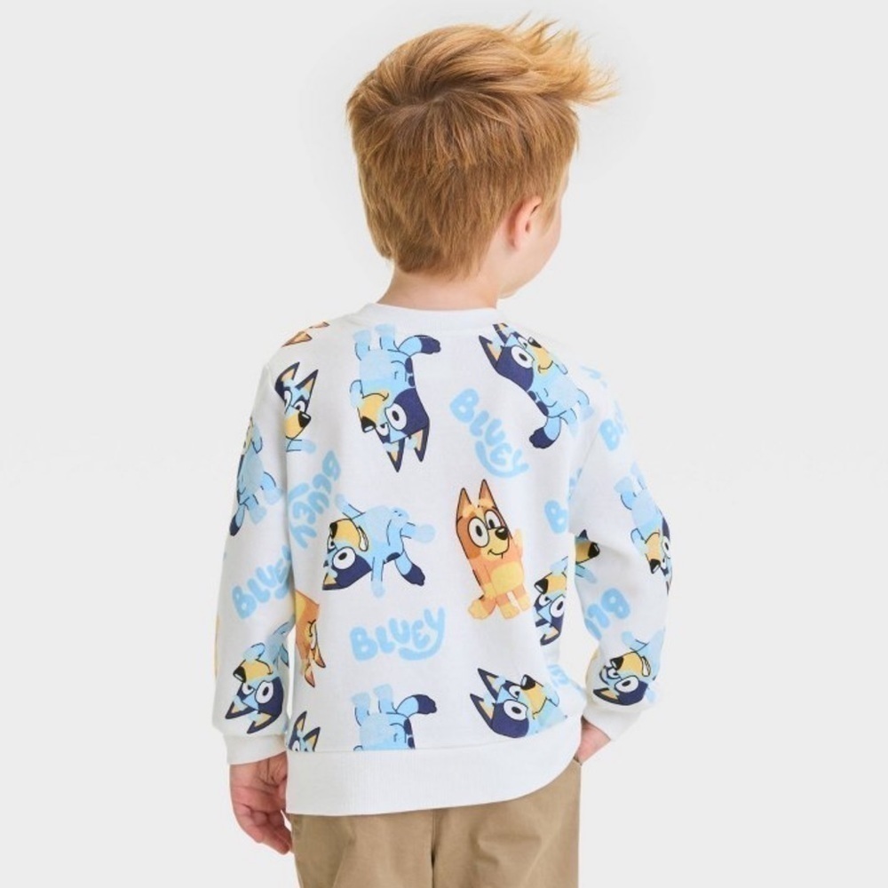 Moose Bluey Bingo Long Toddler Boys Sleeve Pullover Sweatshirt White 2T - Picture 3 of 13